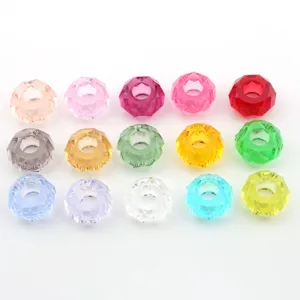 Colorful faceted large hole resin beads detail view, perfect for DIY jewelry making.