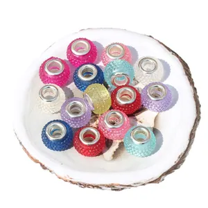 Colorful resin glitter large hole spacer beads for DIY jewelry making bracelets charms