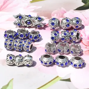 DIY Silber Legierung Groesloch Strass Charms Perlen fuer Europaeische Armbaender Schmuckherstellung