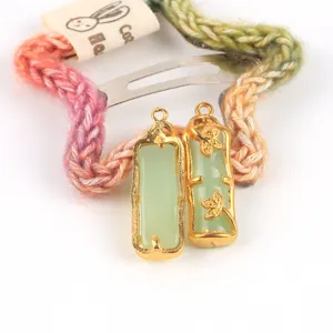 Handgemaakte Chinese stijl jade gouden metaal vlinder bamboe DIY sieraden hanger