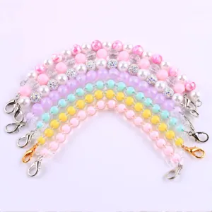 Catena di perline in resina colorata bracciale cristallo pastello per regali dettaglio