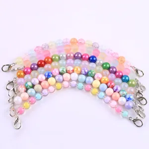 Catena per borsa colorata di perle in resina acrilica cristallo con moschettoni in metallo 10mm