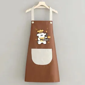 Grembiule da cucina impermeabile marrone con tasca e simpatico cane cuoco per casa.