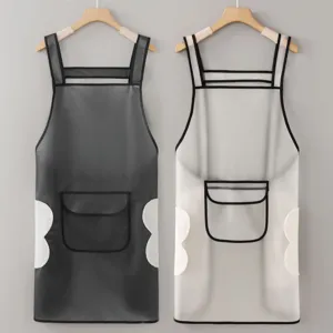 Waterproof Oil-Proof TPU Apron Minimalist Solid Color Kitchen Cooking Chef Work Apron with Pockets for Men Women