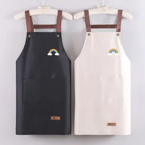 Tablier de Cuisine Imperméable pour Femmes Hommes Cuisson Chef Tablier Bavette avec Poches Bretelles Réglables Motif Arc-en-ciel
