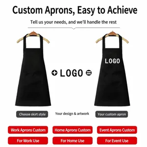 Delantal de cocina impermeable con bolsillos, delantal de trabajo personalizado con logo.