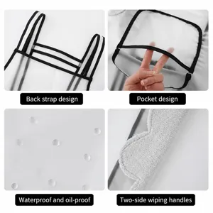 Transparent TPU apron with waterproof and oil-proof design, pockets, and hand towels on sides.