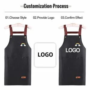 Tablier de cuisine imperméable avec poches et espace logo personnalisé pour la cuisine.