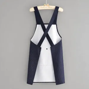 Waterproof kitchen apron with cross back straps and pocket for cooking baking gardening