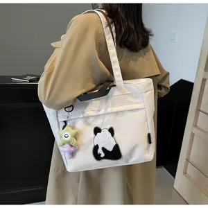Borsa tote in tela con panda grande capacità borsa a tracolla tempo libero per donna