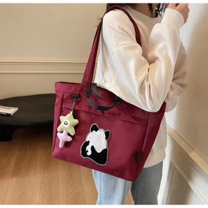 Borsa shopper in tela con panda carina per donna grande borsa a spalla casual quotidiana
