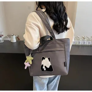 Borsa Tote in Tela Panda Carina Grande Capacita Borsa a Tracolla Casual Donna Elegante