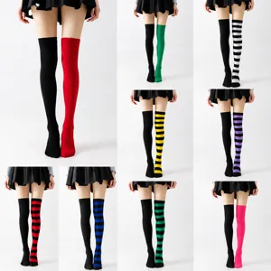 Calcetines Altos para Mujer Fiesta de Halloween Navidad Rayados Bloque de Color