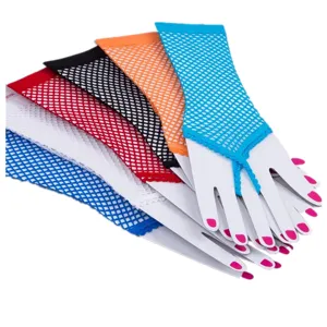 Colorful fishnet fingerless gloves set, punk gothic mesh gloves for women party clubbing.