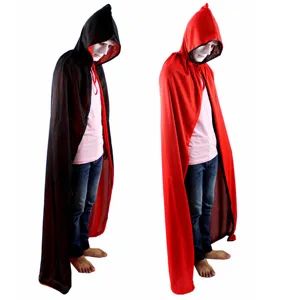 Halloween double-layer hooded cloak cosplay costume grim reaper cape red and black