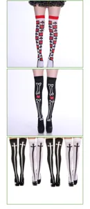 Halloween over-the-knee socks party costume long stockings Gothic bone poker socks