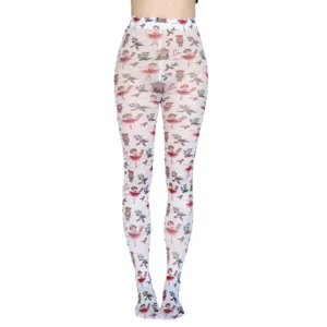 Weihnachten gedruckte transparente Strumpfhosen fuer Damen, festliche Muster Feinstrumpfhose.