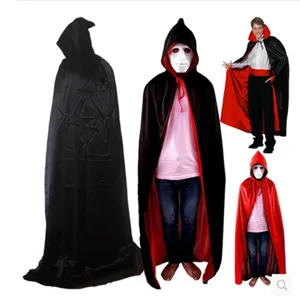Halloween hooded cloak double layer red black vampire grim reaper costume cosplay cape