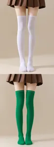 Calcetines largos lisos por encima de la rodilla, ideales para cosplay y fiestas.