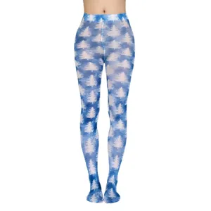 Weihnachten bedruckte Damen Strumpfhose winterliche warme Thermo Strumpfhose festlich