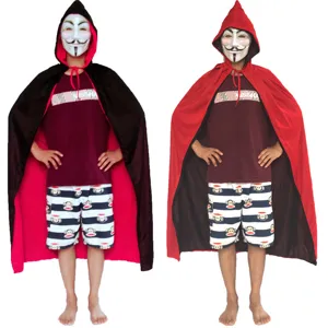 Halloween cosplay double layer capes cloak with V mask and monkey shorts costume set.
