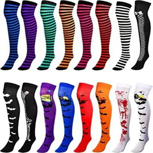 Halloween over the knee striped socks party costume thigh high stockings for women wear.