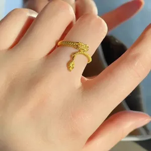 Exakter vergoldeter Drachenschwanz offener Ring für Damen und Herren Modeschmuck.
