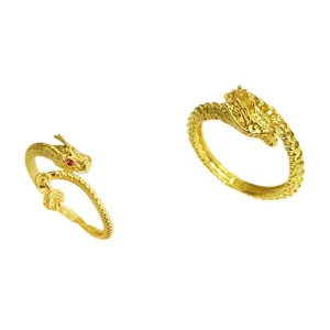 Exquisites vergoldetes Drachen Motiv offener Ring modischer Schmuck Damen und Herren