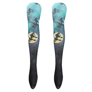 Detail view of cooling ice sleeves featuring unique witch and castle print, breathable summer wear.