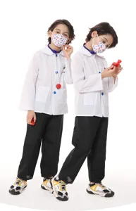 Kids doctor costume set with white coat pants mask and stethoscope for cosplay