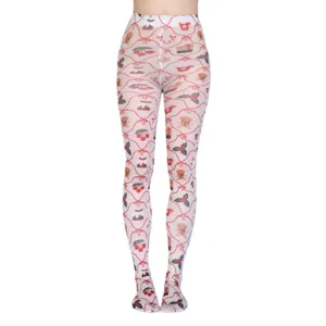 Weihnachten bedruckte Strumpfhose für Damen, festliche Feiertag Thermo Transfer Strumpfhose.