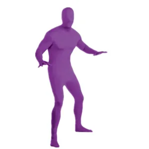 Disfraz zentai de cuerpo entero spandex morado para fiesta Halloween rendimiento hombre invisible.