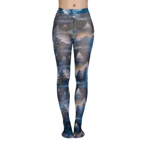 Weihnachten Winterwald Druck Thermotransfer Damen Strumpfhose hohe Taille Muster Stil