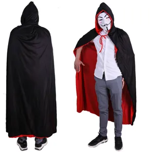 Halloween cosplay double-layer hooded hooded cloak red and black grim reaper costume cape