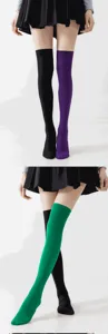 Calcetines altos color-block para mujer, perfectos para fiestas y uso diario.