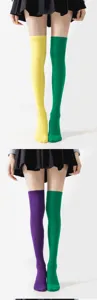 Calcetines por encima de la rodilla color-block versión AB medias largas para fiesta