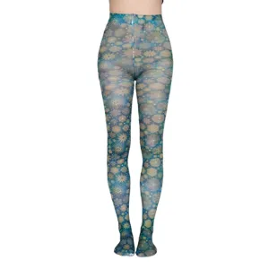 Weihnachtliche bedruckte Strumpfhose für Damen, festliche Schneeflocken Muster nahtlose Strumpfhose.