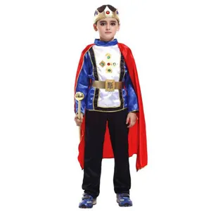Niños Príncipe Disfraz Set Halloween Fiesta Escenario Cosplay Traje con Corona Capa