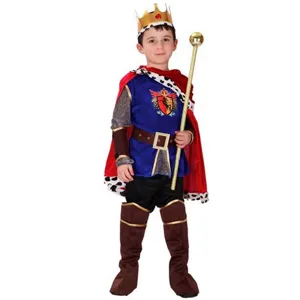 Disfraz de príncipe para niños Halloween rey medieval con capa roja para espectáculo.