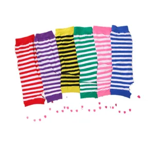 Guantes largos de rayas coloridos calentadores de brazos accesorios de fiesta de arcoíris mujer