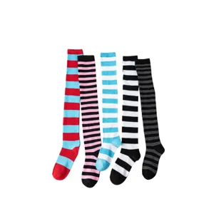 Calcetines largos a rayas por encima de la rodilla mujer fiesta cosplay colorido