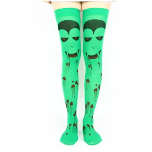 Medias altas de vampiro verde Halloween fiesta disfraz calcetines largos estampados originales