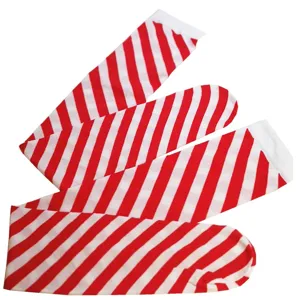 Bas rayés rouge et blanc, parfaits pour les costumes de Noël, les fêtes et les événements.