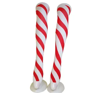 Bas rayés rouges et blancs cuissardes chaussettes festives de noël bas de jambe chauds