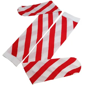 Bas de Noël rayés rouge et blanc chaussettes de costume de fête bonneterie pour femmes