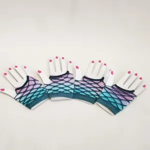 Farbverlauf Netzstoff fingerlose Handschuhe kurze Buehnen Performance Netzhandschuhe.