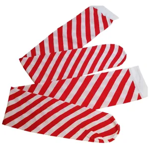 Bas rayés rouge et blanc, chaussettes hautes de fête pour Noël et Halloween costumes.