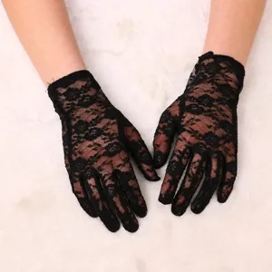 Gants en Dentelle Élégants pour Femmes Gants Courts en Maille Résille Fête Bal Spectacle Accessoires de Déguisement