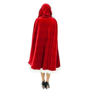Rode fluwelen kerstcape met capuchon voor dames winterfeest kostuum mantel zacht warm.
