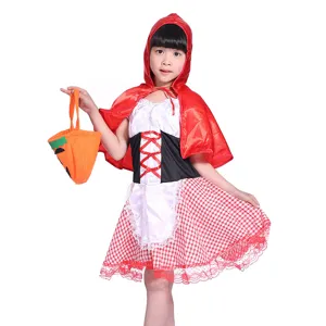 Παιδική στολή Κοκκινοσκουπίτσα για Halloween cosplay πάρτι φόρεμα με κόκκινη κάπα.